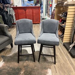 New! 2 Western Style Upholstered Stools