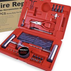 Heavy Duty Tire Repair Tools Kit - 57 PCS Set Truck Tool Box for Motorcycle, Car, ATV, Jeep, Truck, Tractor Flat Tire Plug Kit