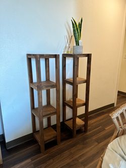 Rustic wood shelves