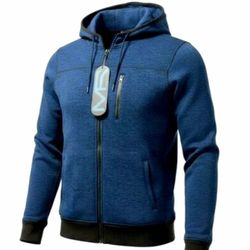 New! Mack Russo Blue Full Zip Up Fleece Hoodie Sweater