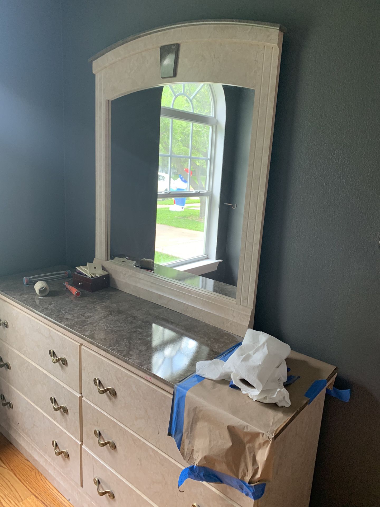Dresser with Mirror and Matching Bed Frame
