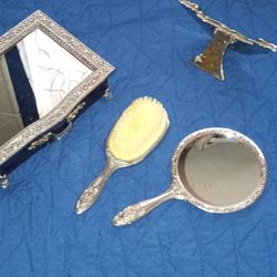 Vintage Silver plated vanity set and accessories