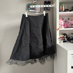 Black Striped Midi Skirt