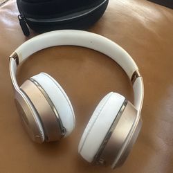 Beats by Dr. Dre Solo3 Wireless Bluetooth Headphones Gold White w/ Case 