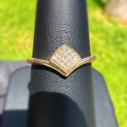 Jewelry 14k solid yellow gold natural diamonds 0.30CTW crown rhombic ring size 7.00