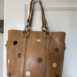 leather Coach tote bag