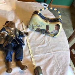 Disney Beauty and the Beast Grand Romance Figure approximately 12” tall and metal purse approximately 9” wide 6 tall