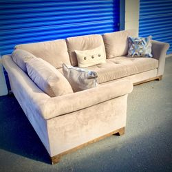 Beige Modern Suede Sectional Sofa