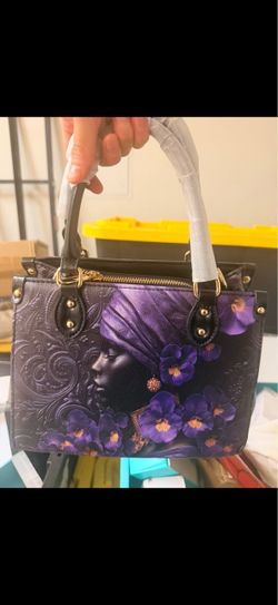 Purple Floral Art Print Structured Handbag