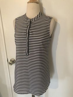 Anne Klein M Black/White Stripe Blouse 