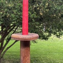 Antique Wooden Industrial Spool. W/ Candle.Primitive Decor Candle Holder