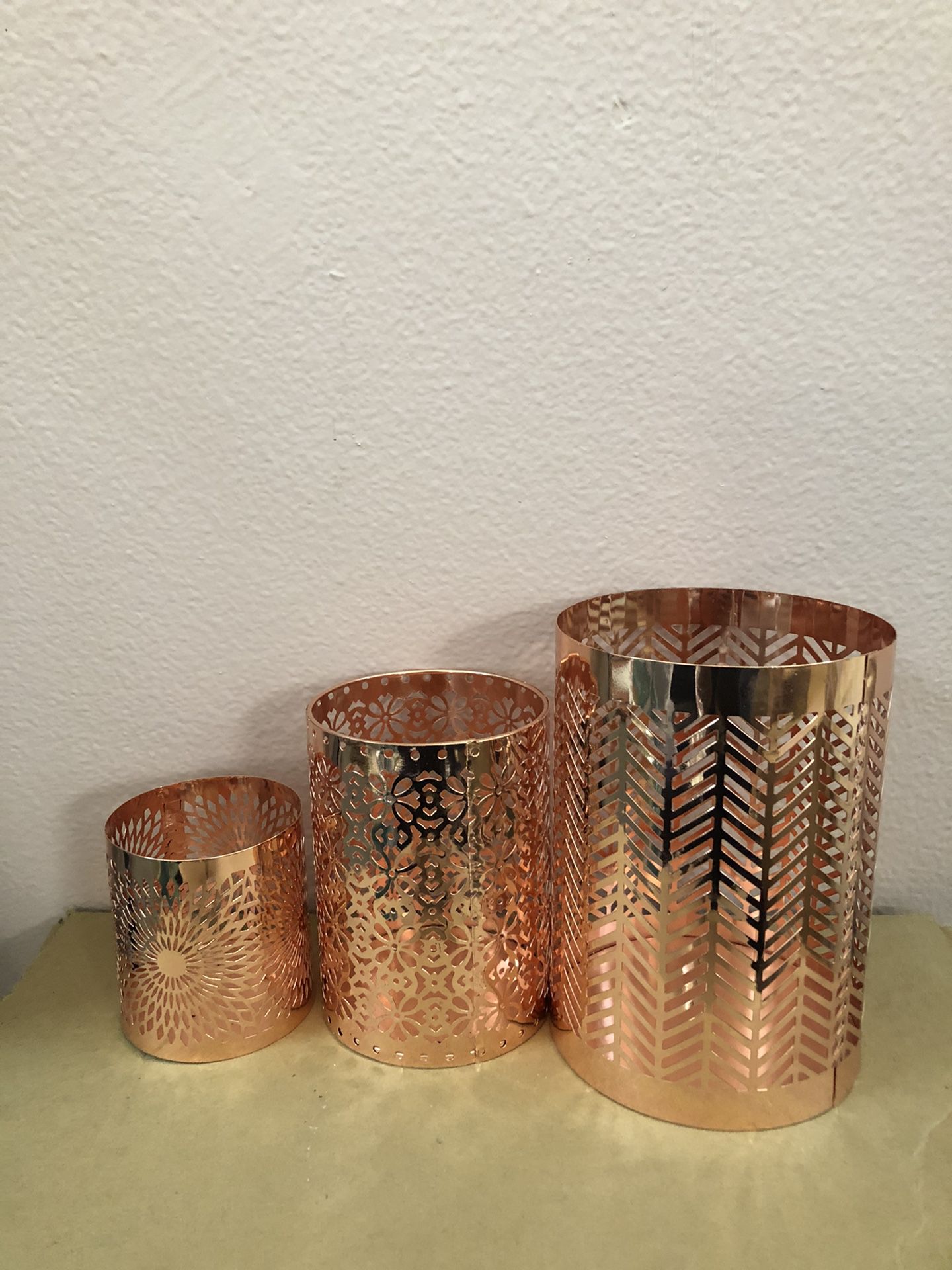 Wedding copper hurricane candle holder