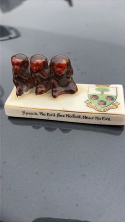 Vintage English Crested China Three Wise Monkeys Figurine City of Wells