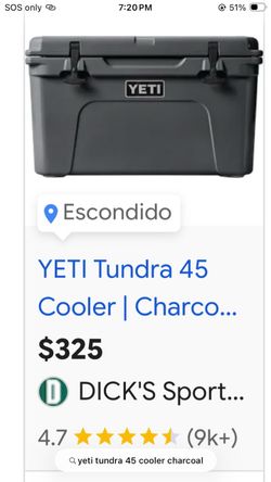 YETI Tundra 45 Cooler Charcoal $325 MSRP