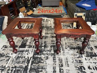 Custom Pine Wood Glass Side/End Tables (DELIVERY AVAILABLE)