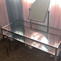 Glass Vanity Table With Adjustable/Removeable Mirror