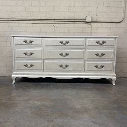 Delivery is available Vintage solid wood Cavalier Furniture Dresser – Custom Pearl White Finish – Faux Marble Top$670 OBO!