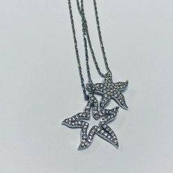 Authentic Swarovski Holly Starfish Double Pendant Necklace