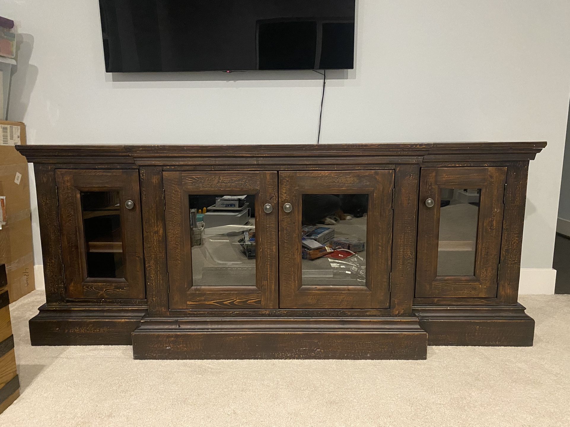 Restoration Hardware Salvaged Wood Glass Media Console, image size:1922x1442