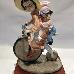 The Micena Collection' Girl & Boy Riding Tricycle 11" Hand-Painted