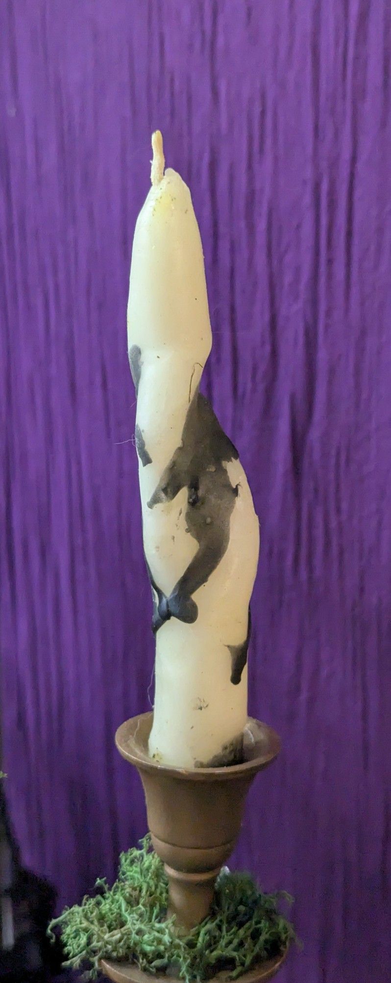 Hand Dipped White Beeswax Twisted Drizzle Taper Candle