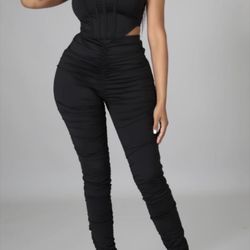 Black Corset Two Piece Pant Set 