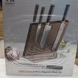Cangshan Sobu Series 6-piece Damascus Steel Knife Block Set