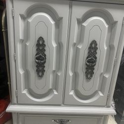 Light Grey Solid Wood Armoire/Dresser/ Storage Cabinet 57”H x 39”W x 20”D
