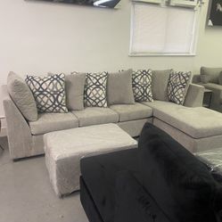 Grey Sectional With Ottoman ‼️take It Home With $39 Easy Approval ‼️