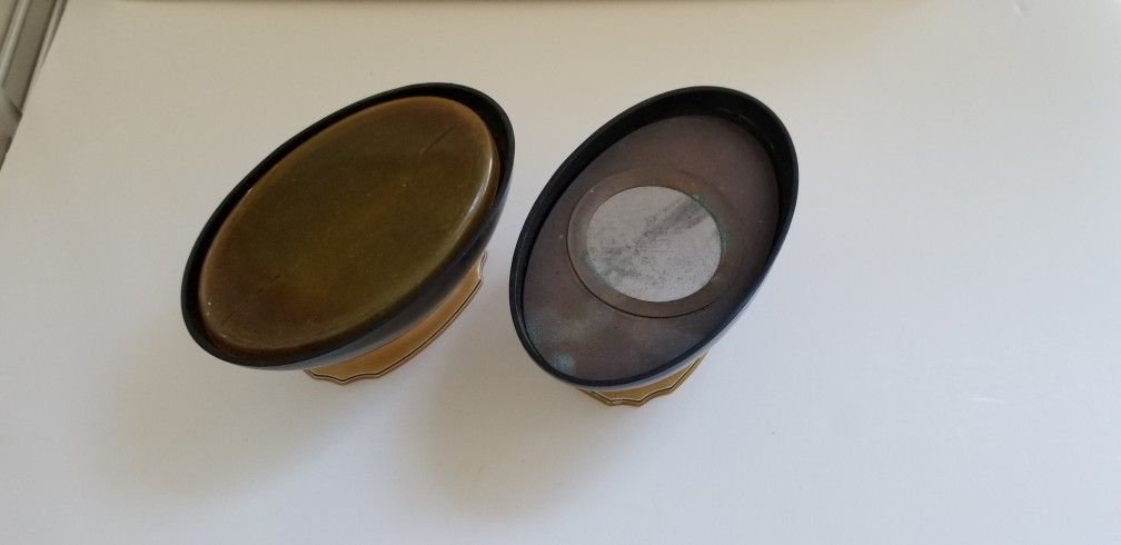 VINTAGE AMBER CELLULOID VANITY OVAL