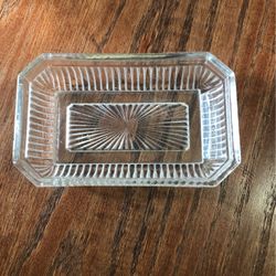 Vintage Clear Glass Rectangular Butter/Relish Dish 
