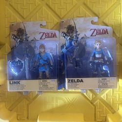 collectible Jakks Pacific action figures featuring Link and Zelda from The Legend of Zelda: Breath of the Wild. 
