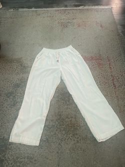 Beau Dawson white linen blend summer flowing pants petite size XL
