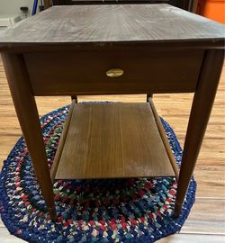 Mid-Century Modern Wood End Table with Drawer