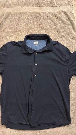 Men's Navy Short Sleeve Button-Up Shirt XL