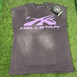 Hellstar "Classic Logo" Tee – Black/Purple (Washed Finish) – Size Small, Fits M
