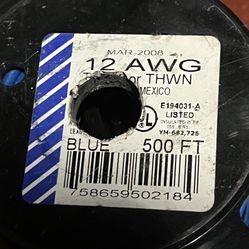 Electrical Wire 12 AWG   THWN Blue 70-80 Ft