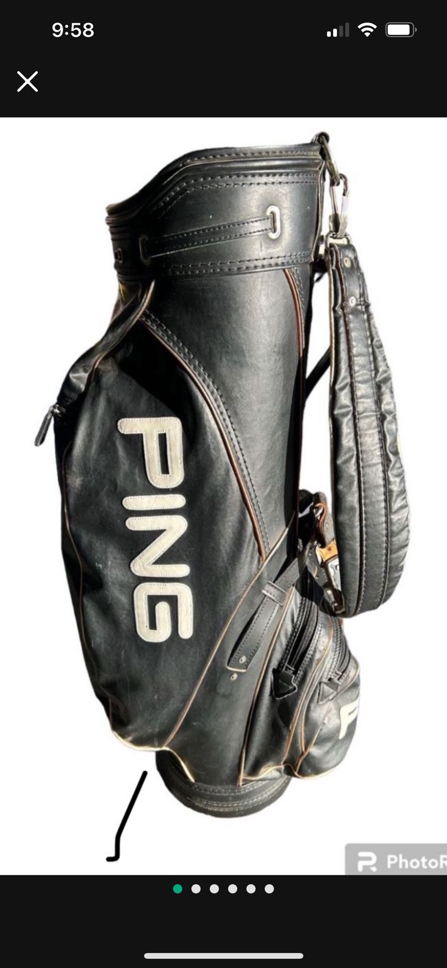 Vintage Ping Black Golf Bag Vintage 4-Way 1-Strap T95 Black  Zippers Work