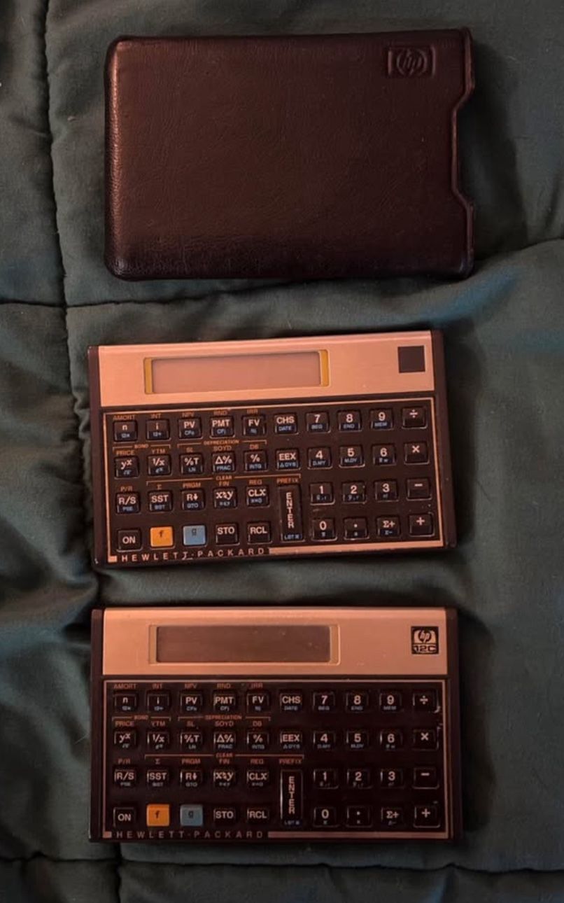 Vintage Hp 12c Calculator Lot Of 2. Tested: New Batteries, Working