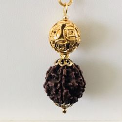 Antique Gold and Rudraksha Pendant