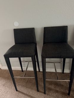 Set of 2 Dark Gray Upholstered Bar Stools