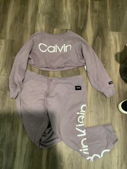 Calvin Klein Lavender 2-Piece Lounge Set | XL Joggers & Cropped Sweatshirt