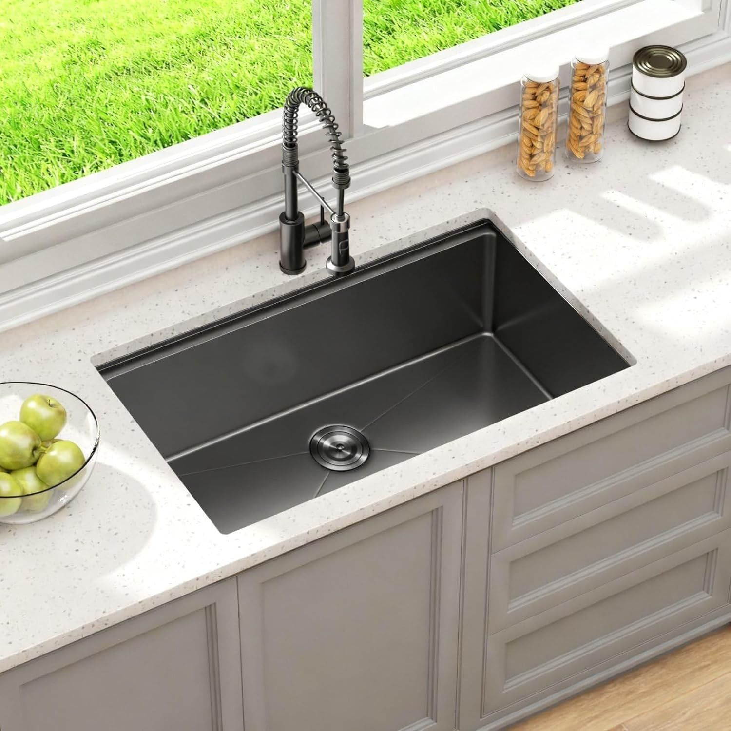 Brand new in box Stainless Steel Kitchen Sink with Faucet: 30 Inch Undermount Single Bowl Farmhouse Workstation Sink Noise Reducing Design & Accesso