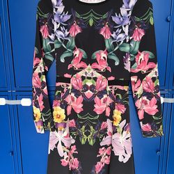 OBO Ted Baker London Long-sleeve Cocktail Dress,  Sz 0, Fits Like Size 0/2