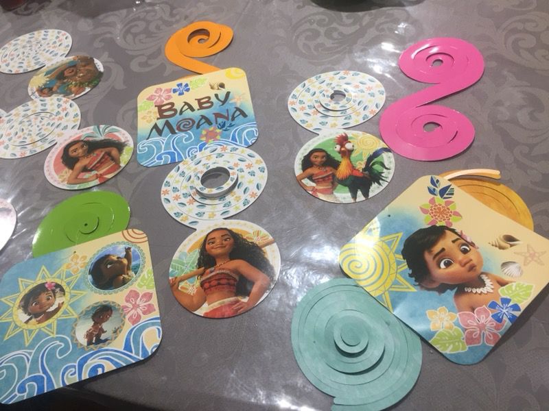 Baby Moana Party decorations with Moana outfit size 5