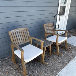 Teak Rocking Chairs With Side Table 