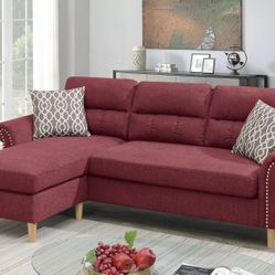 Brand New Red Compact Sectional Sofa (Pillows Included)