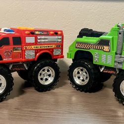 Power Firetruck and Tow Truck Monster Vehicles 