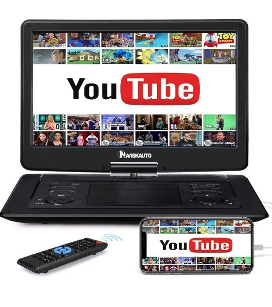 17.9" Portable DVD Player with 15.6'' Large Screen 6 Hours Rechargeable Battery Support HDMI Input, Sync Screen, Last Memory, Region Free,