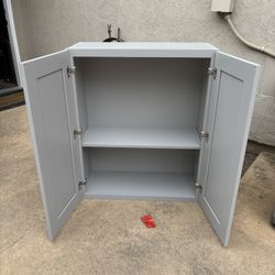 Light Gray Cabinet with doors and 1 Shelf